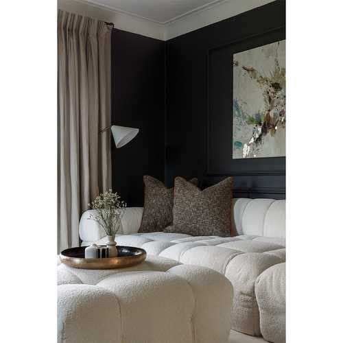 Another shot of this living room with our bespoke sofa nestled in the corner. Covered with an @casamance_official boucle. We love the way this statement piece pops against the dark walls. It has been referred to as, 'sofa porn' and has been likened to marshmallows, bubbles and clouds. What does it remind you of?
#sofaporn
#bubblesofa
#marshmallowsofa
#cloudsofa
#statementsofa